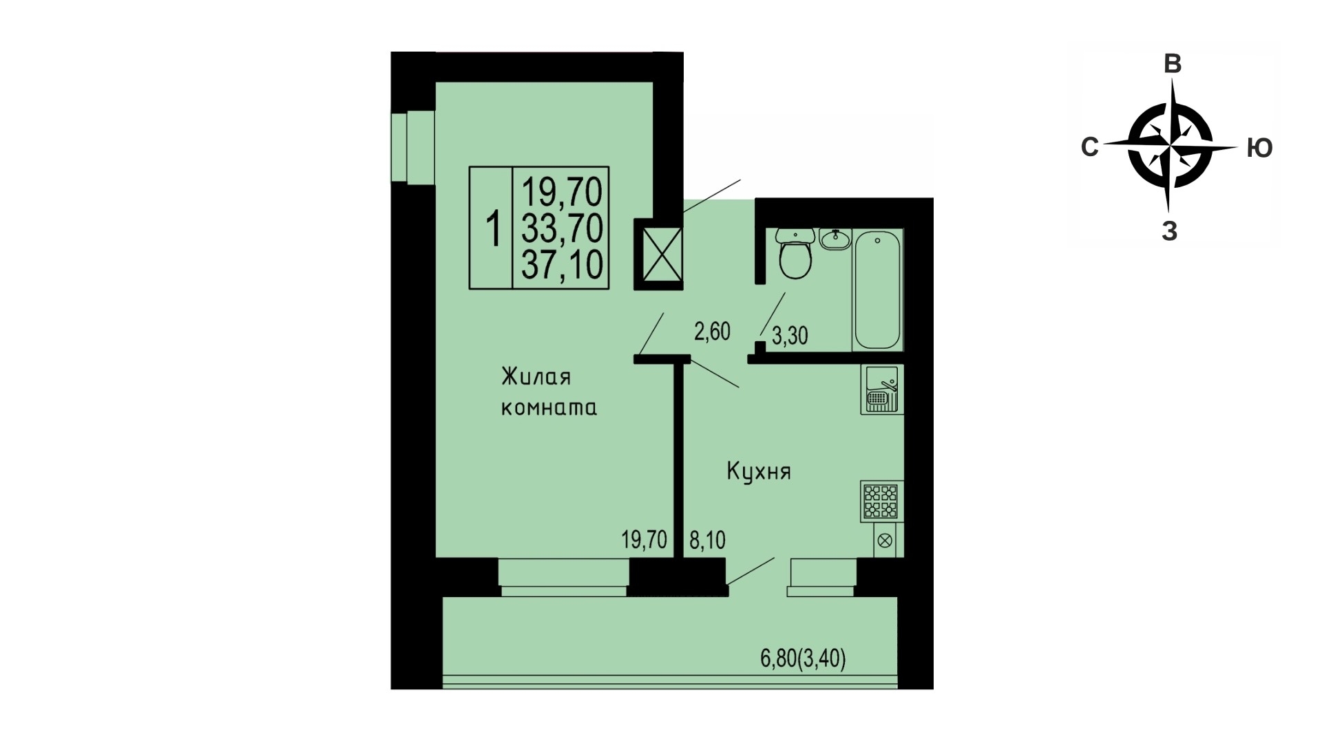 планировка квартиры 37 м2